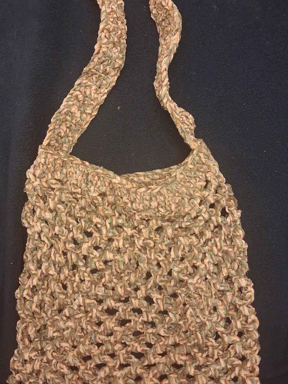 Woven Crochet Shoulder Bag in Tan